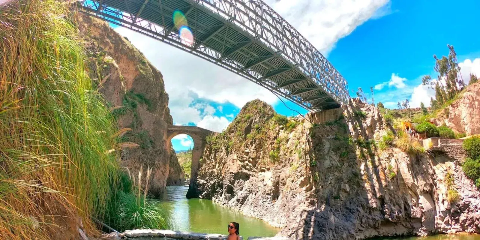 Bridge over the river near thermal pools