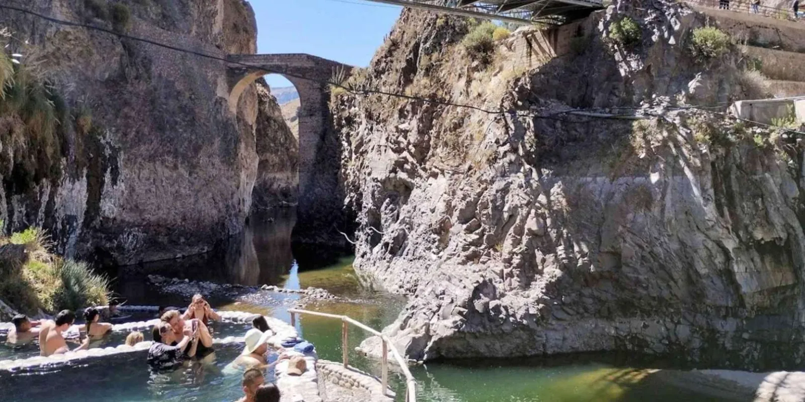 Thermal pools beside the canyon river