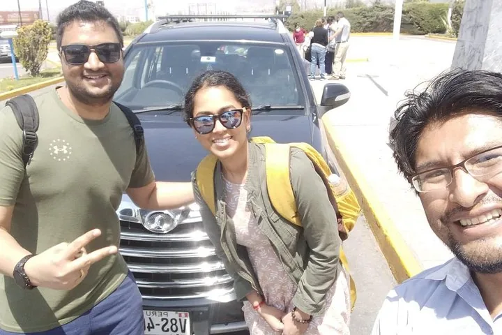 Travellers during a transport stop